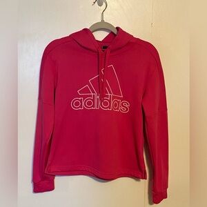 Adidas Women’s Barbie Pink Long Sleeve Hoodie 3 Stripe Life Logo Climawarm Small